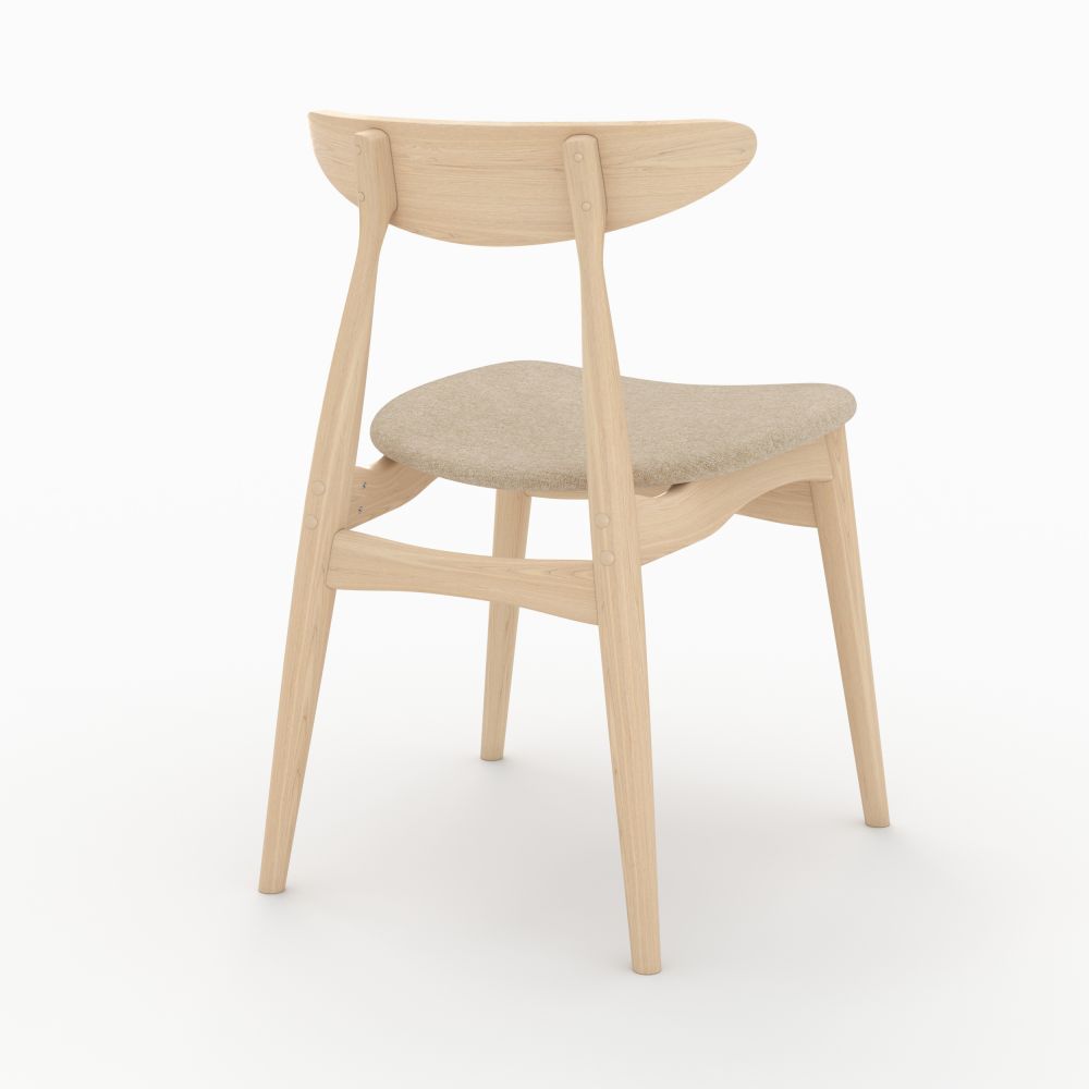 lot 2 chaises josette en tissu beige et bois d hevea clair
