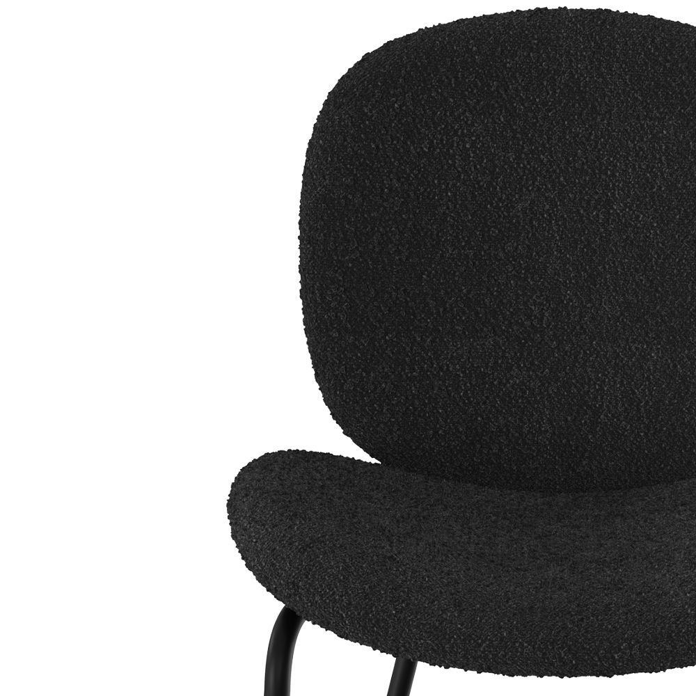 lot de 2 chaise en tissu boucle noir iris et pieds metal noir