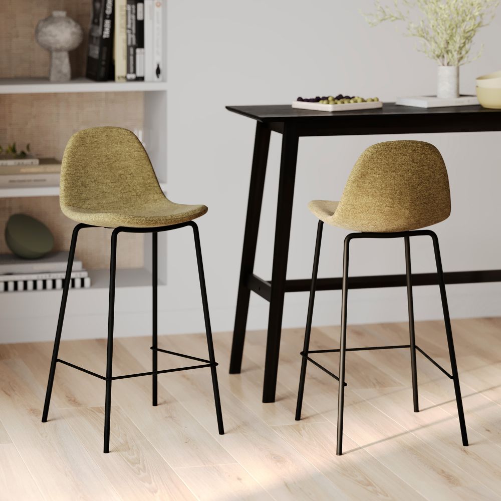 lot de 2 chaises de bar henrik tissu vert kaki 65 cm rdv deco 