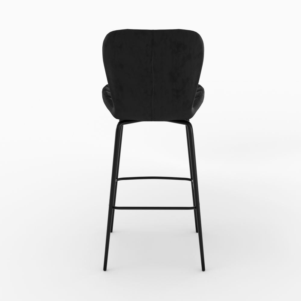 lot de 2 chaises de bar mazzia en velours noir 75 cm