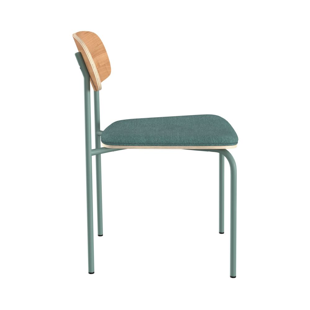 lot de 2 chaises en tissu bleu canard et bois louna