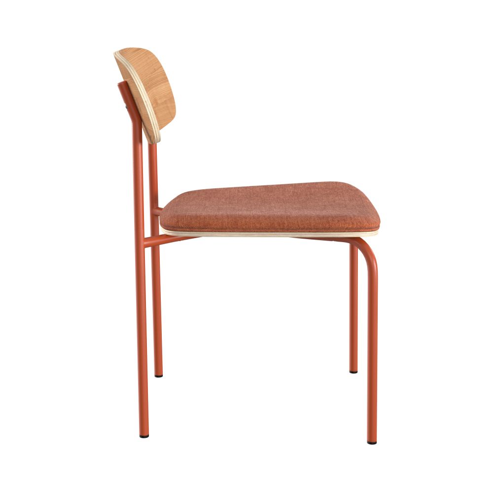 lot de 2 chaises louna en bois et tissu terracotta