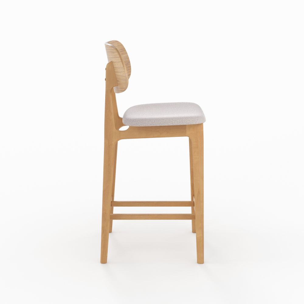 lot de 2 chaises pour ilot central charlize 66 cm en bois clair et tissu beige