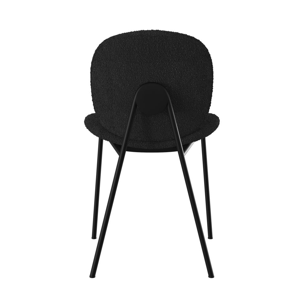 lot de 2 iris chaise en tissu boucle noir et pieds metal noir