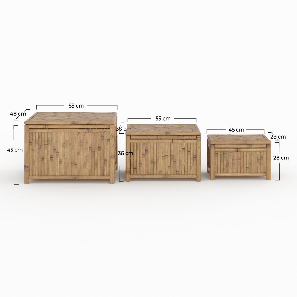 lot de 3 coffres jardin vadella bambou