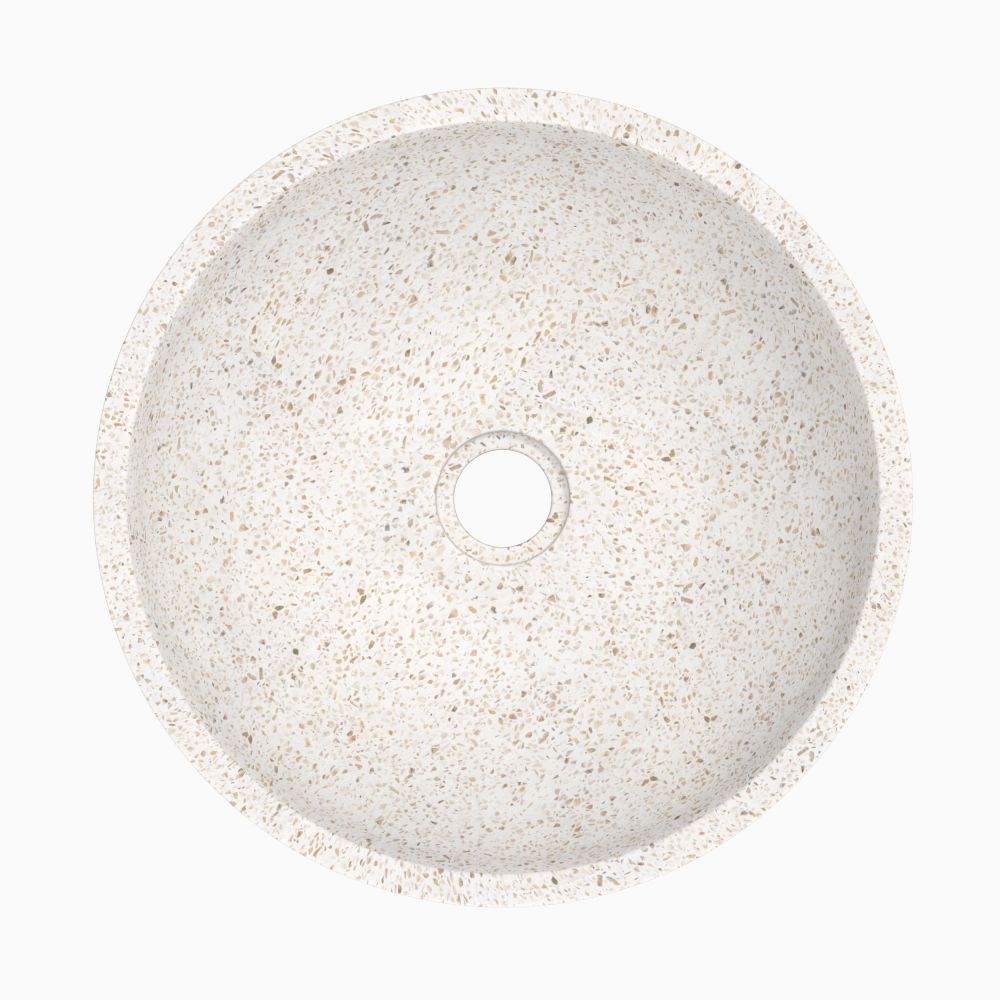 lysea vasque ronde terrazzo blanc mouchete