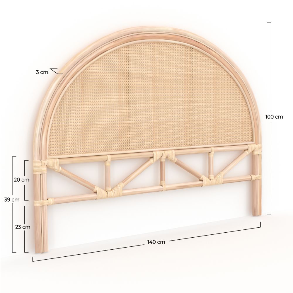 madya tete lit rotin cannage 140cm style boheme chambre