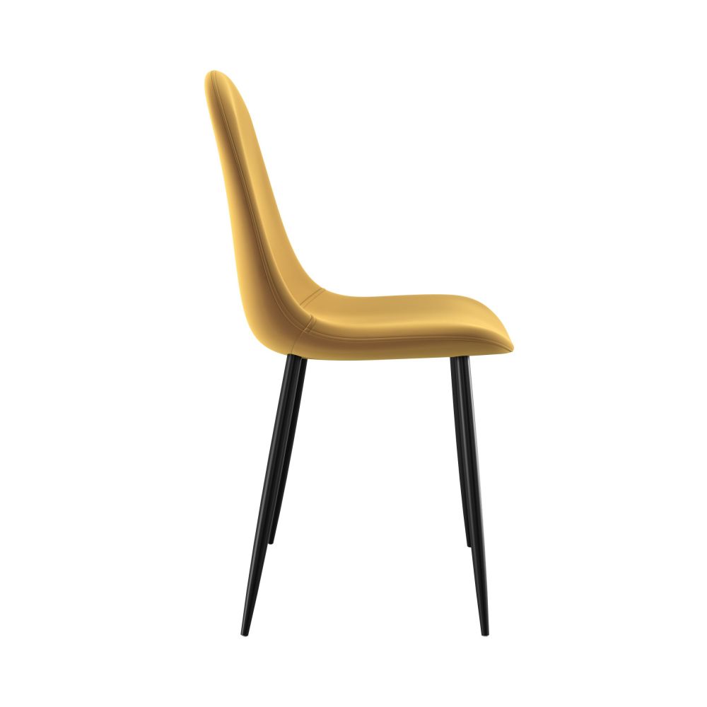 malrik chaise en velours jaune lot de 2 pieds metal noir