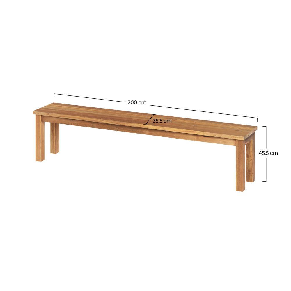 memo banc bois de teck recycle 200 cm