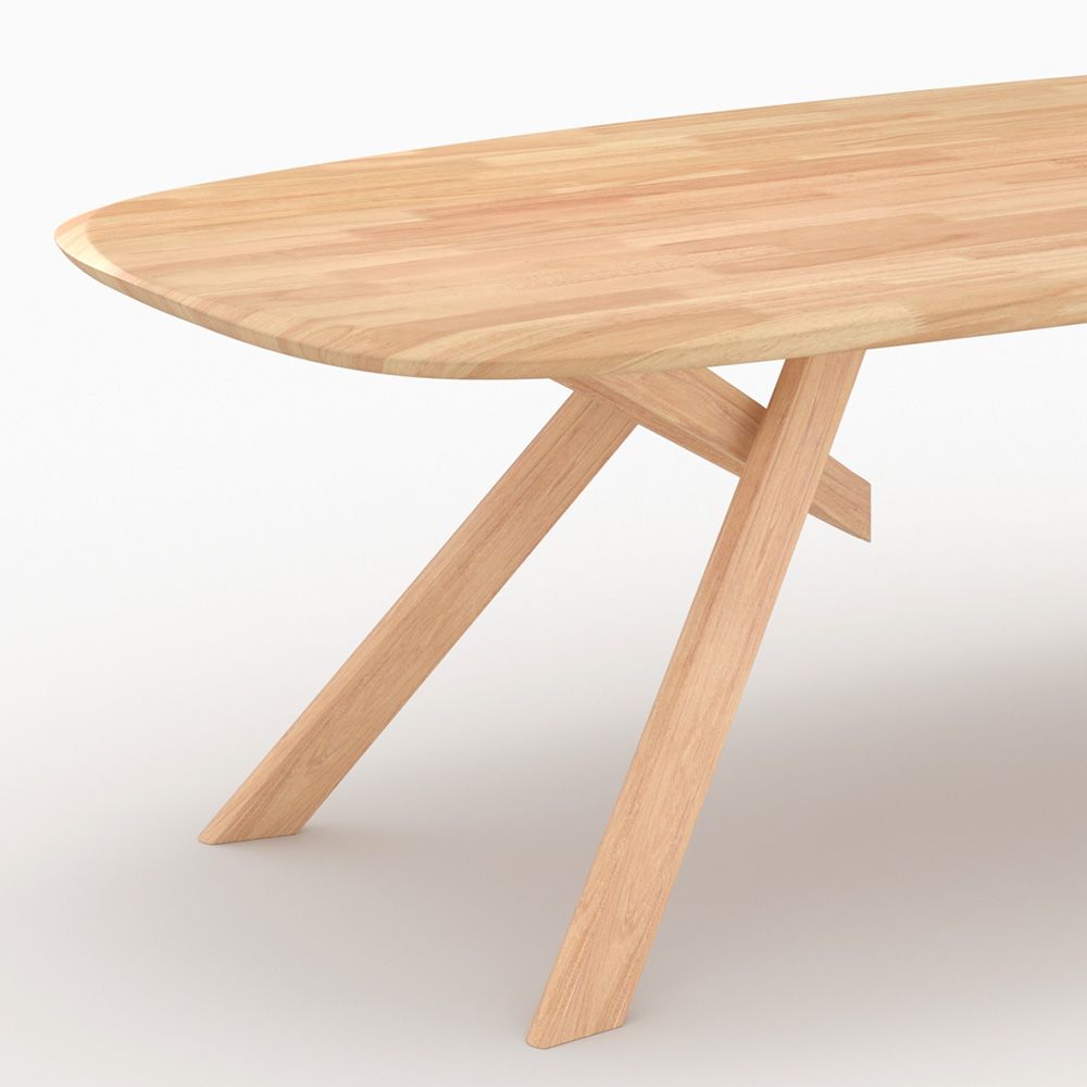 merlin table en bois clair hevea massif 8 personnes