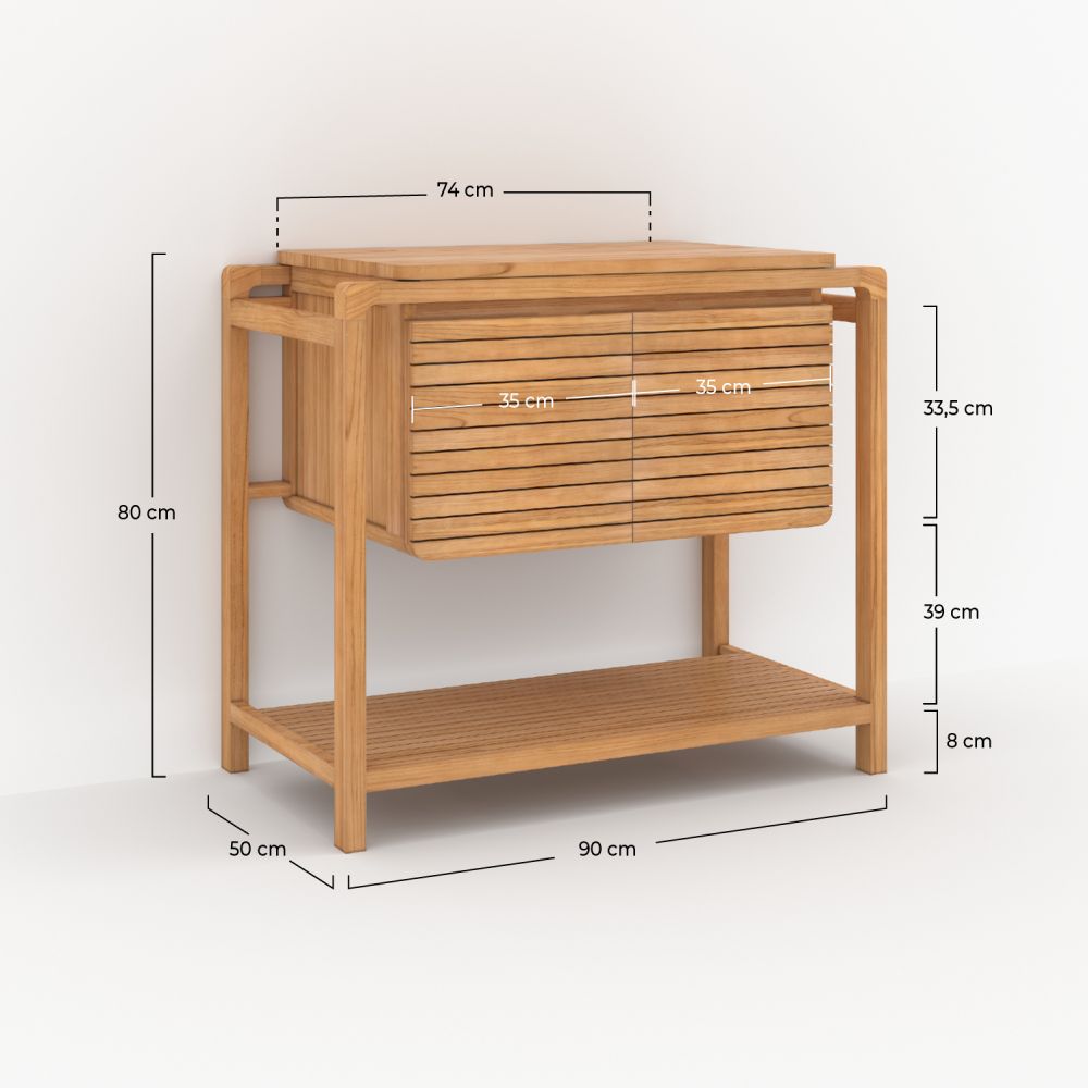 meuble de salle de bain en bois teck rangement lucette