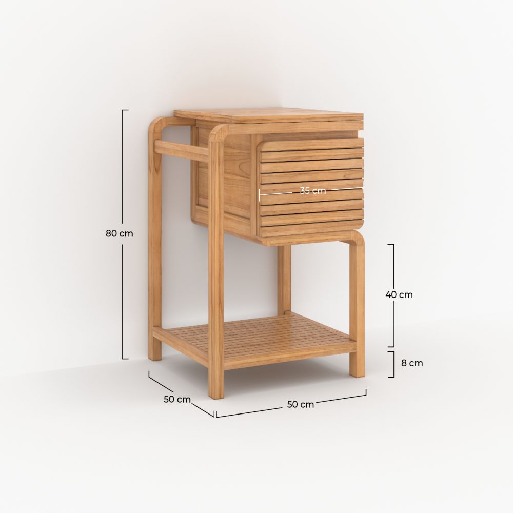 meuble de salle de bain lucette en bois de teck 50 cm petit espace rangement