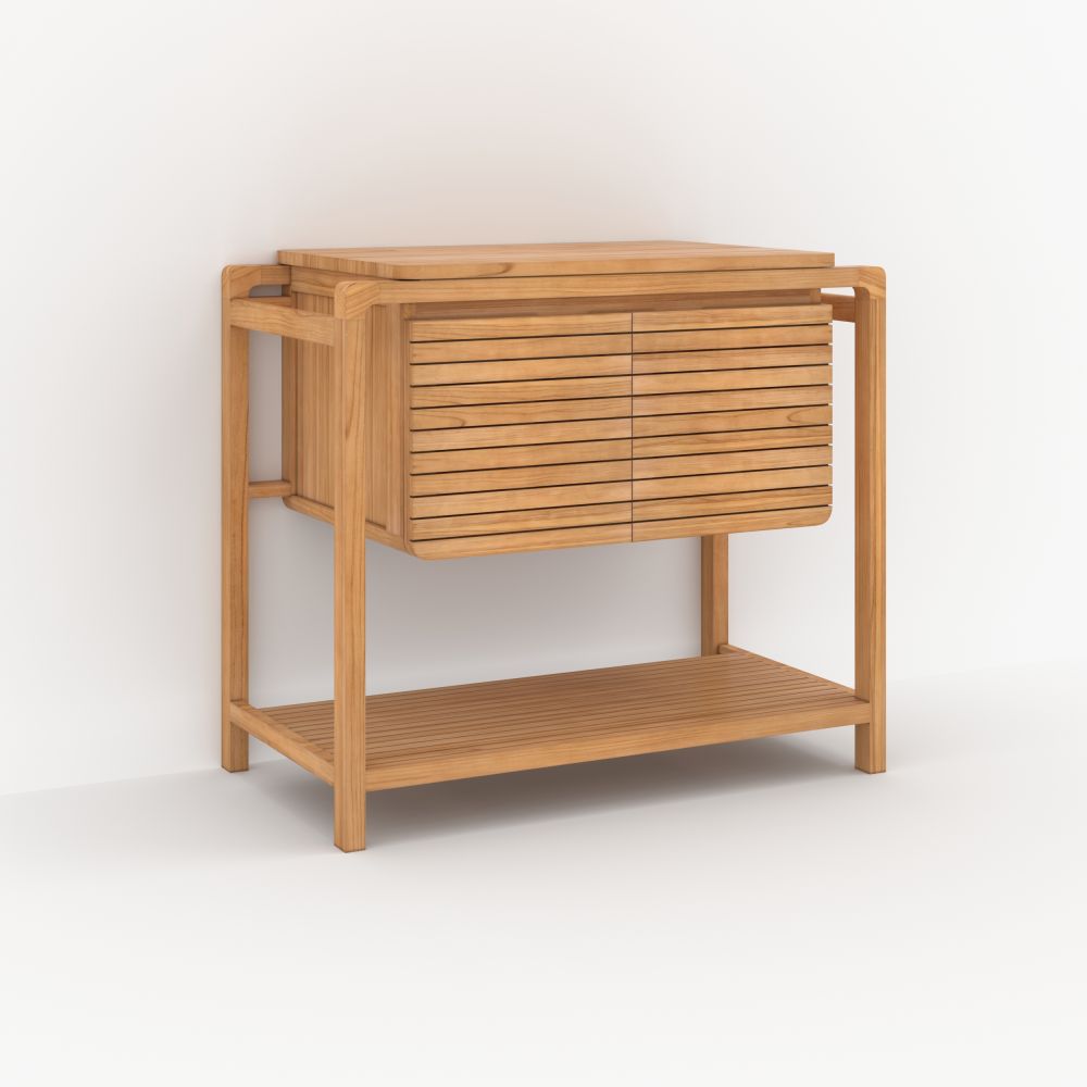 meuble de salle de bain lucette en bois de teck 90 cm