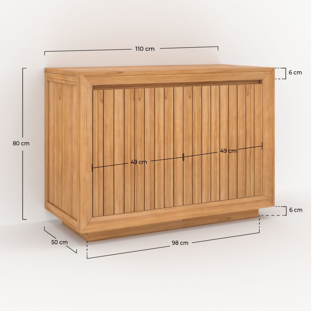 meuble de salle de bain rectangulaire en bois de teck 110 cm pernelle