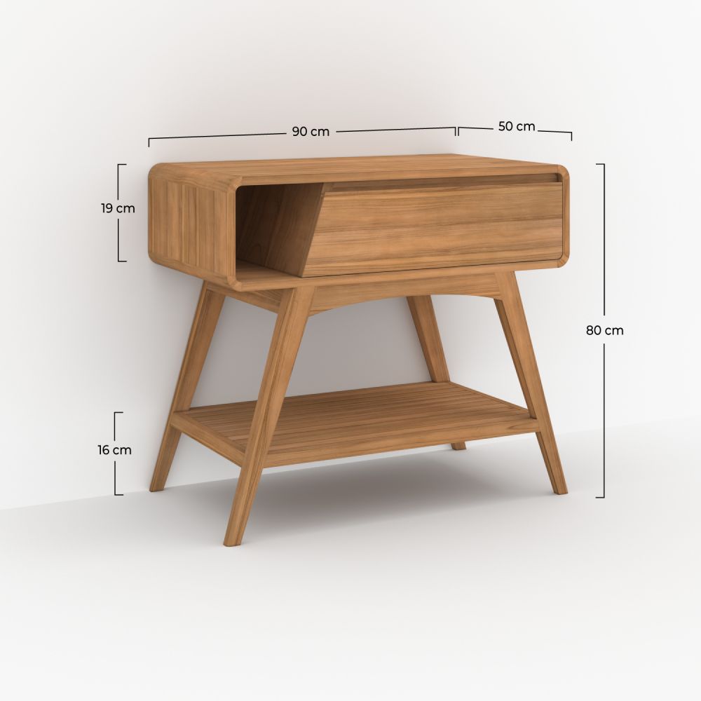 meuble kafa teck avec rangement 90 cm