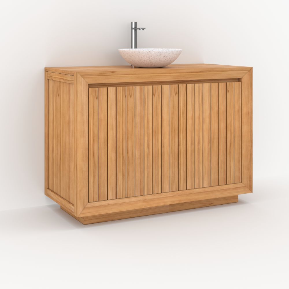 meuble salle de bain rectangulaire en bois de teck 110 cm pernelle