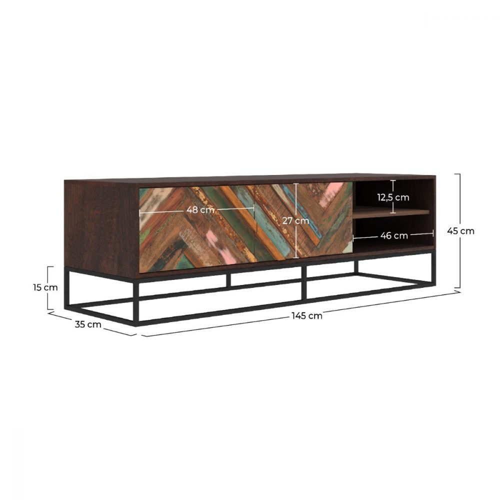 meuble tv en bois d acacia 145 cm krabi