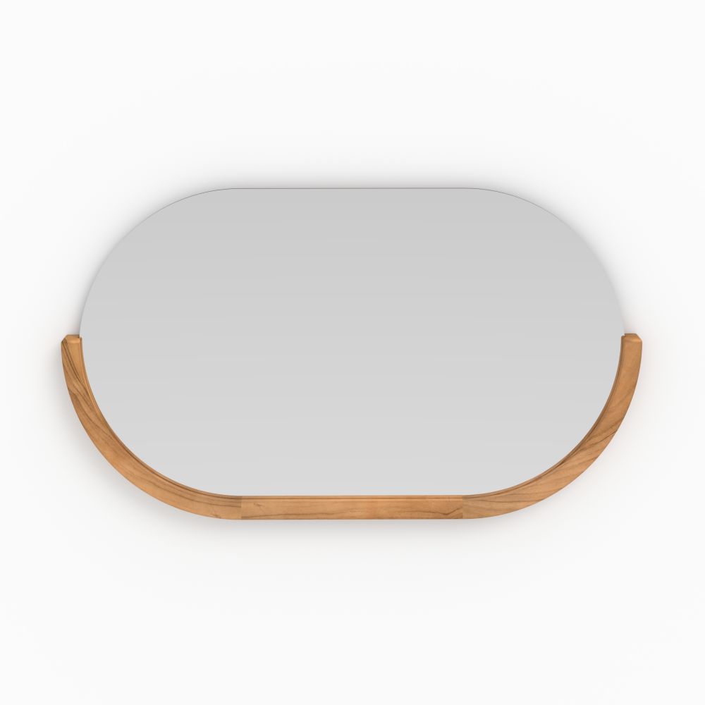 miroir mural de salle de bain zephyr ovale teck