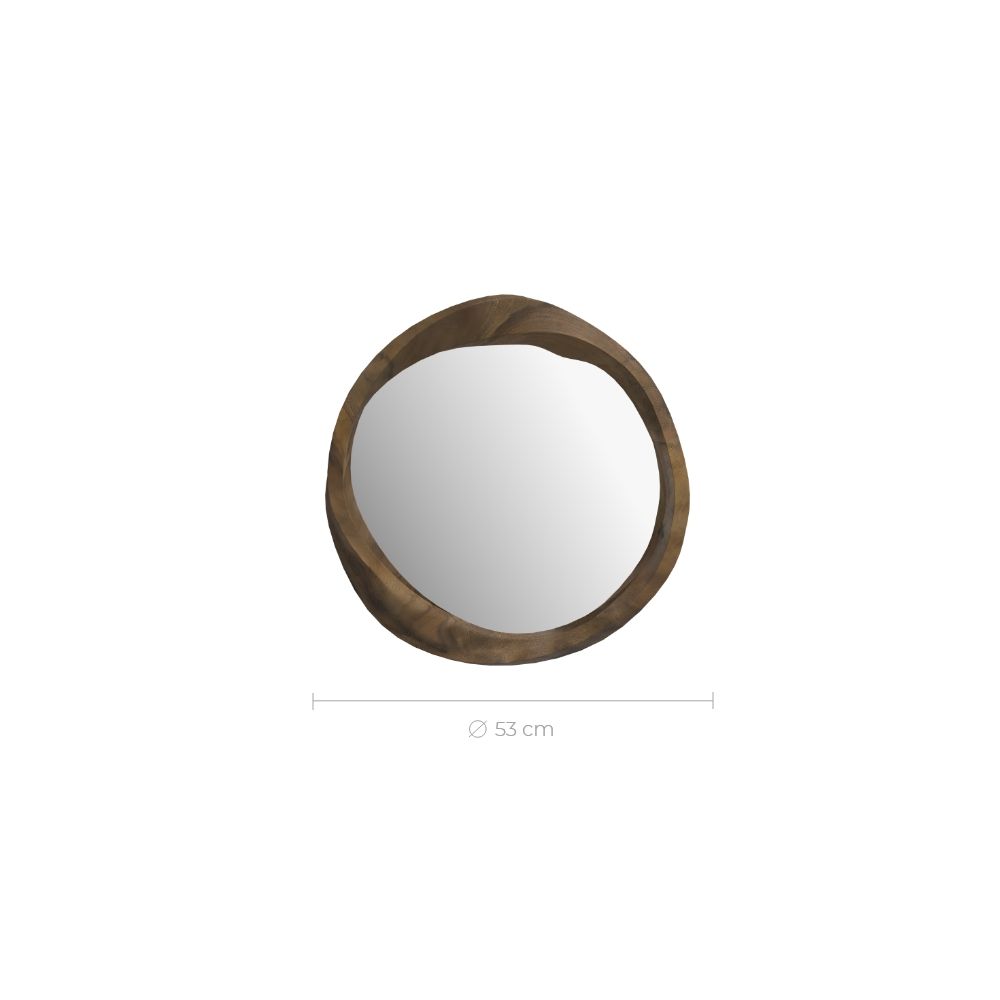 miroir rond en bois de suar 53 cm