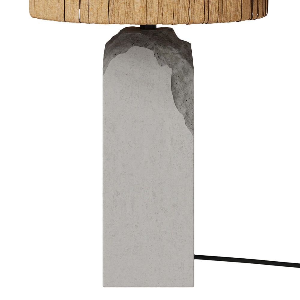 mya lampe a poser en raphia et socle en beton