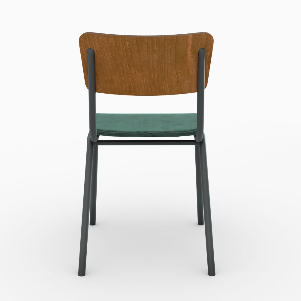 nico pack 4 chaises bleu vert velours style ecolier