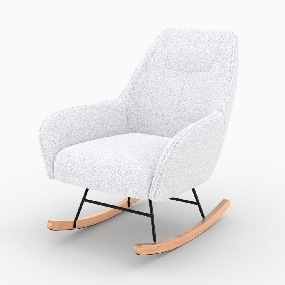 pack rocking chair en tissu boucle et table basse shaun