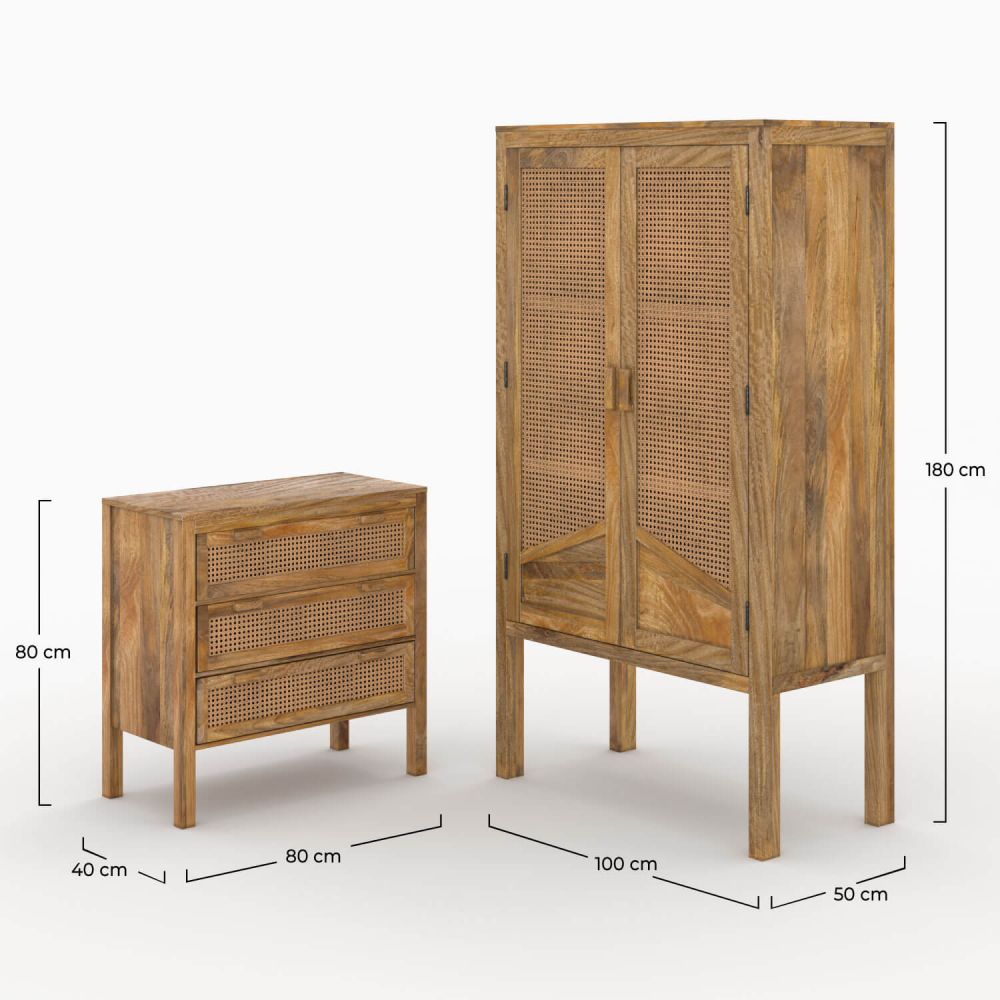 pack tiki commode et armoire en bois