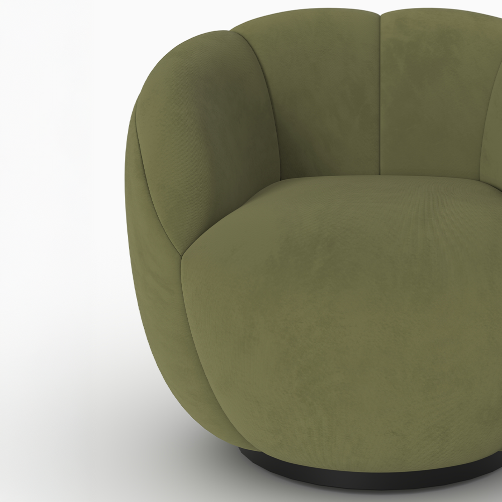 pivotant fauteuil yse velours vert forme cocon