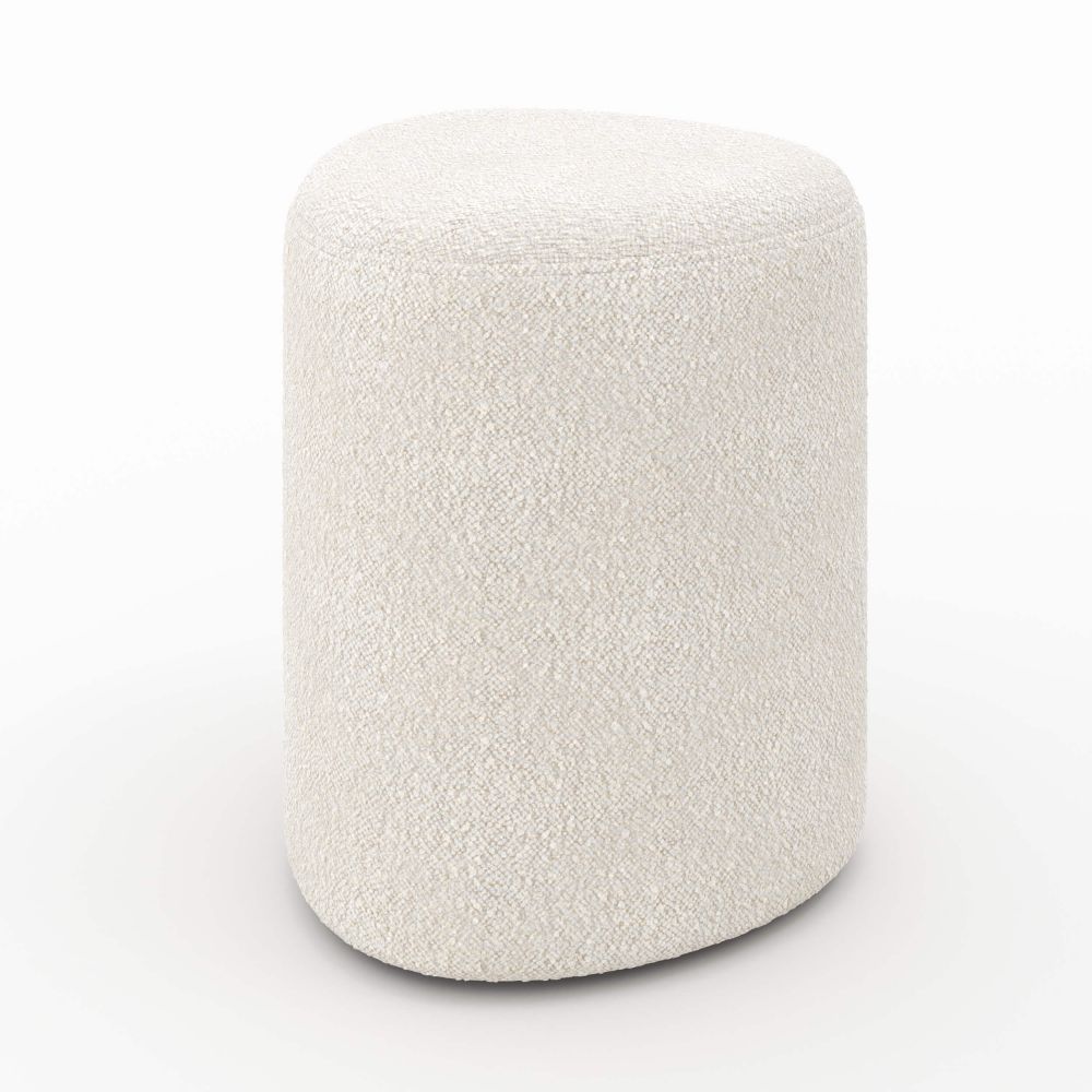 pouf emmy triangulaire beige en tissu boucle