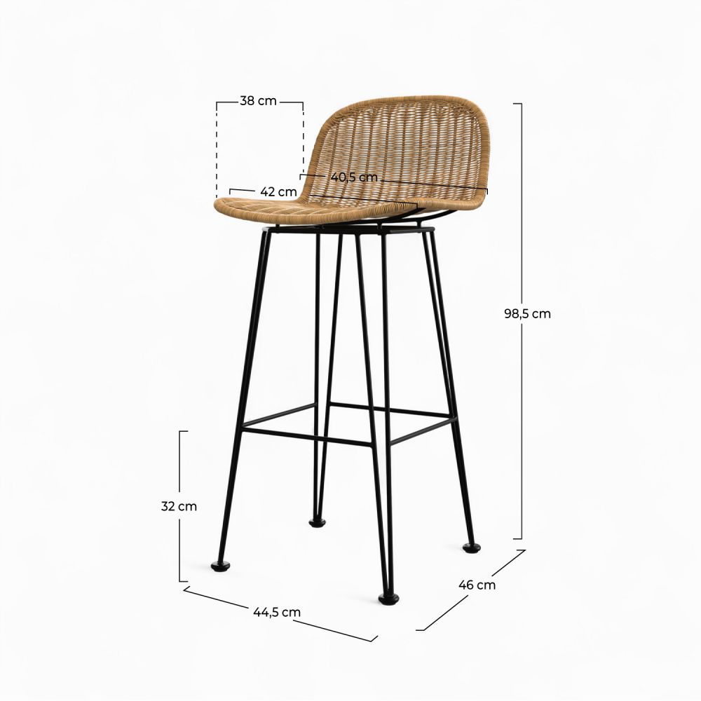 rdv deco chaise de bar lot de 2 resine tressee