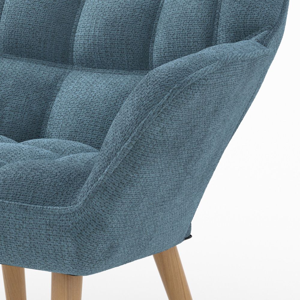 rendez vous deco fauteuil en tissu bleu simba