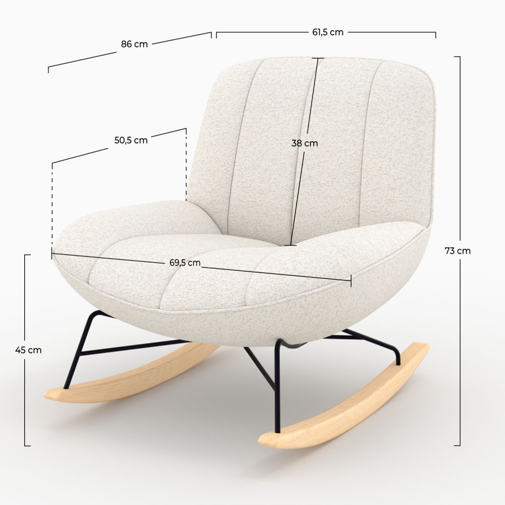 rocking chair en tissu boucle blanc casse elvis