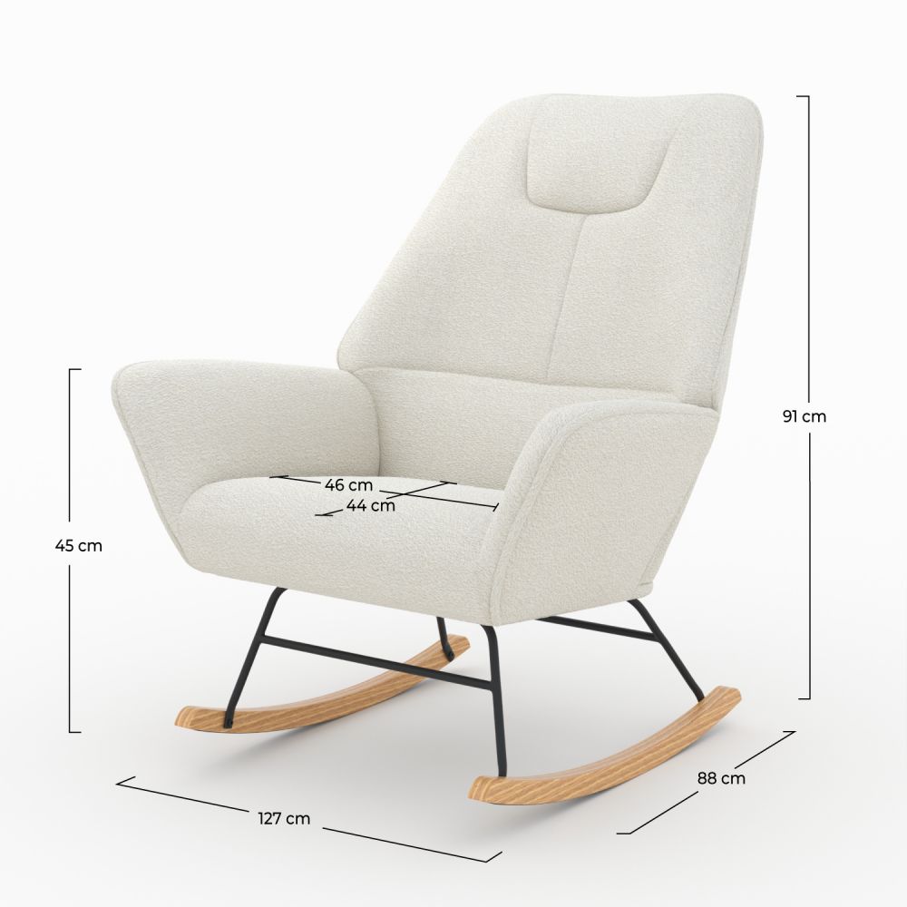 rocking chair en tissu boucle blanc shaun rdv deco