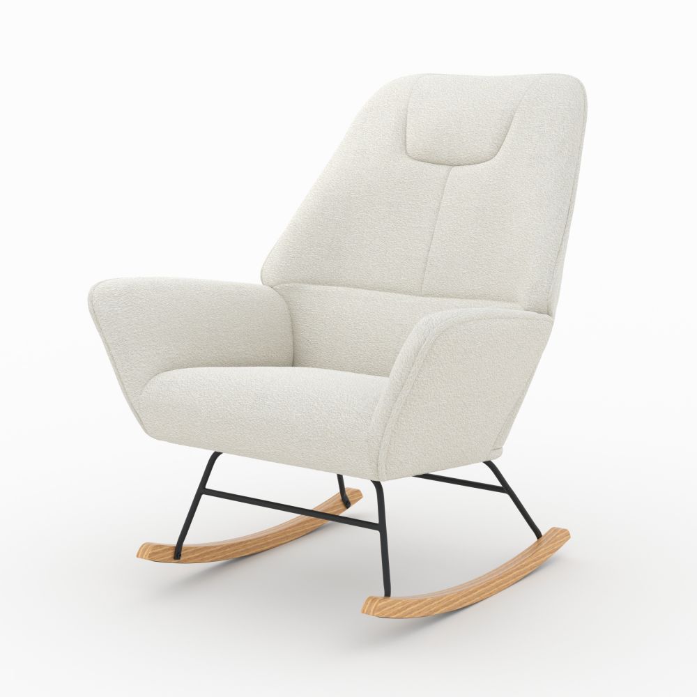 rocking chair en tissu boucle blanc shaun