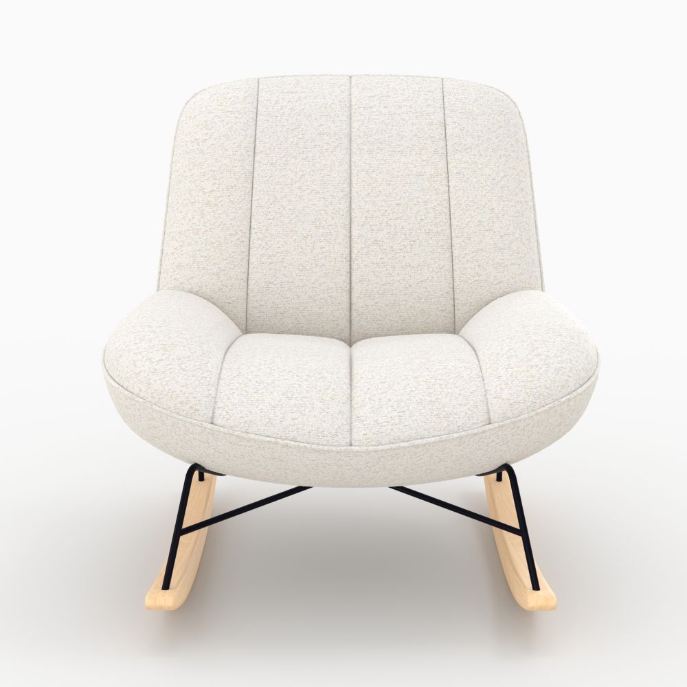 rocking chair en tissu bouclette blanc casse elvis