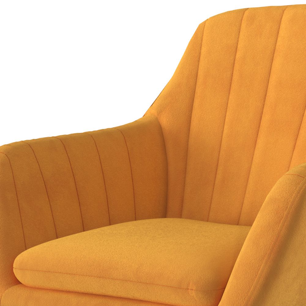 rocking chair isola en velours jaune pieds bois et bois