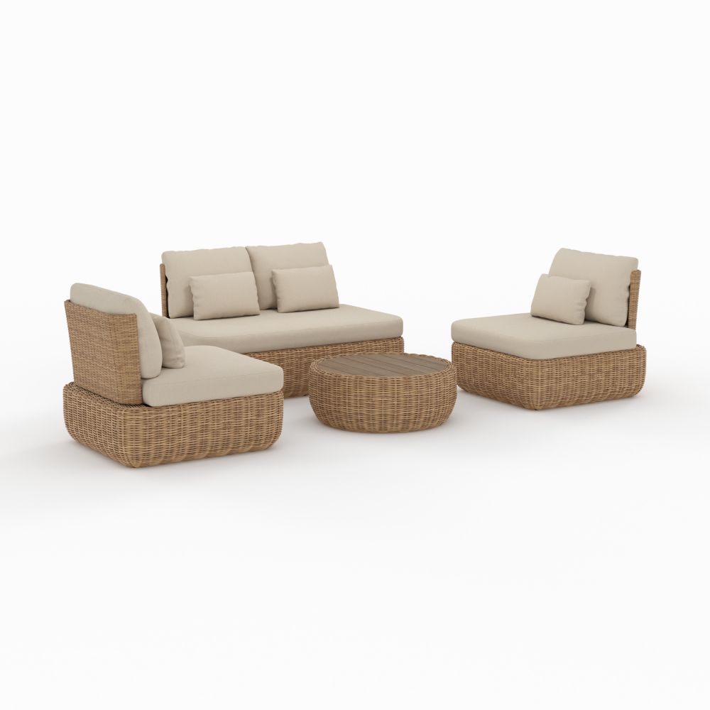 salon de jardin canape fauteuils table basse resine exterieur 4 places beige