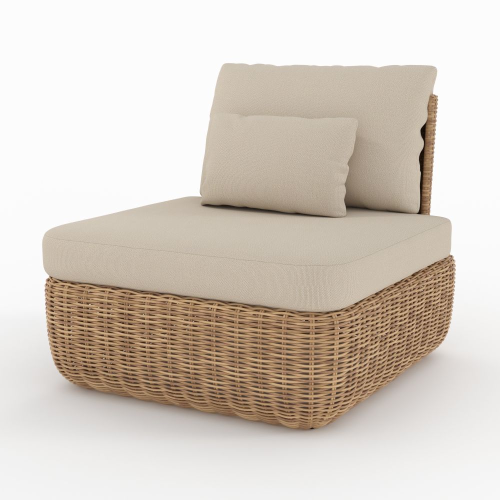 salon de jardin en resine tressee et tissu beige table basse ronde bois