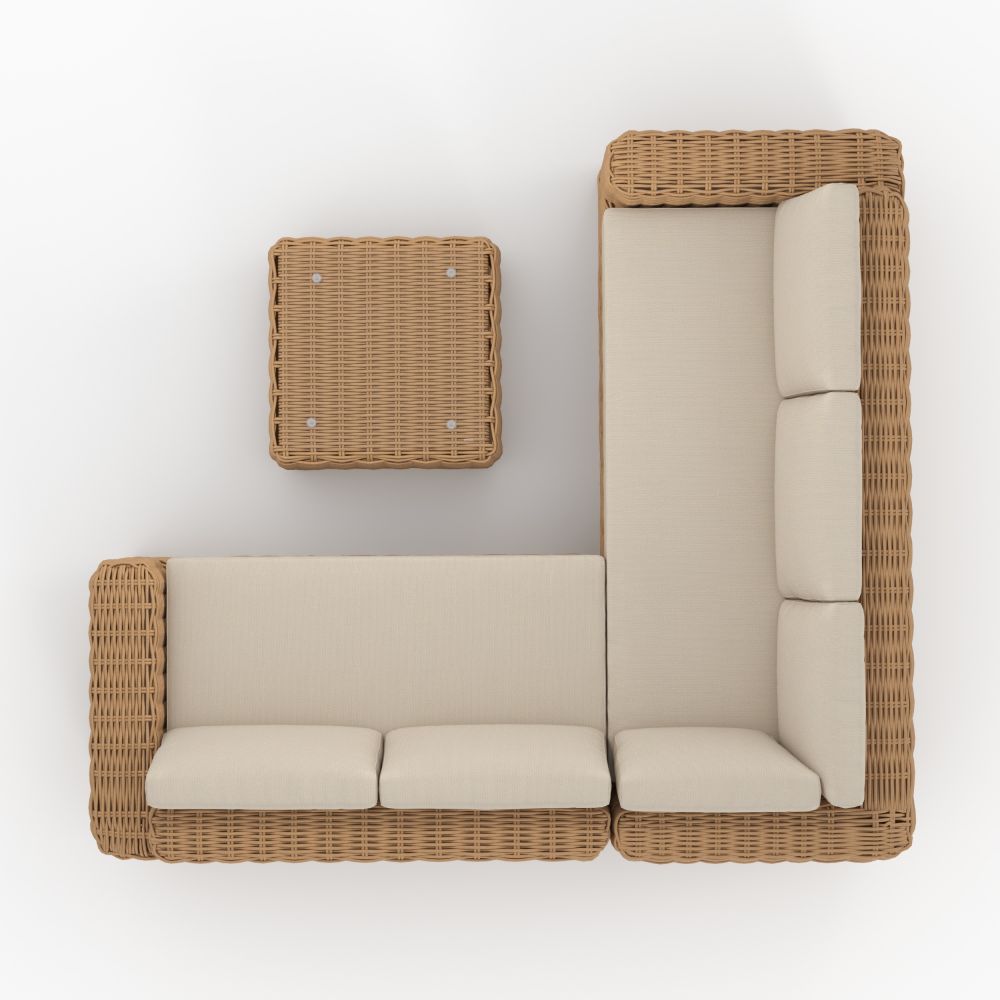 salon de jardin marron et beige savana 4 personnes en resine tressee et tissu beige