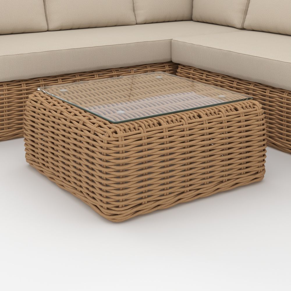 salon de jardin savana 4 personnes en resine tressee et tissu beige exterieur