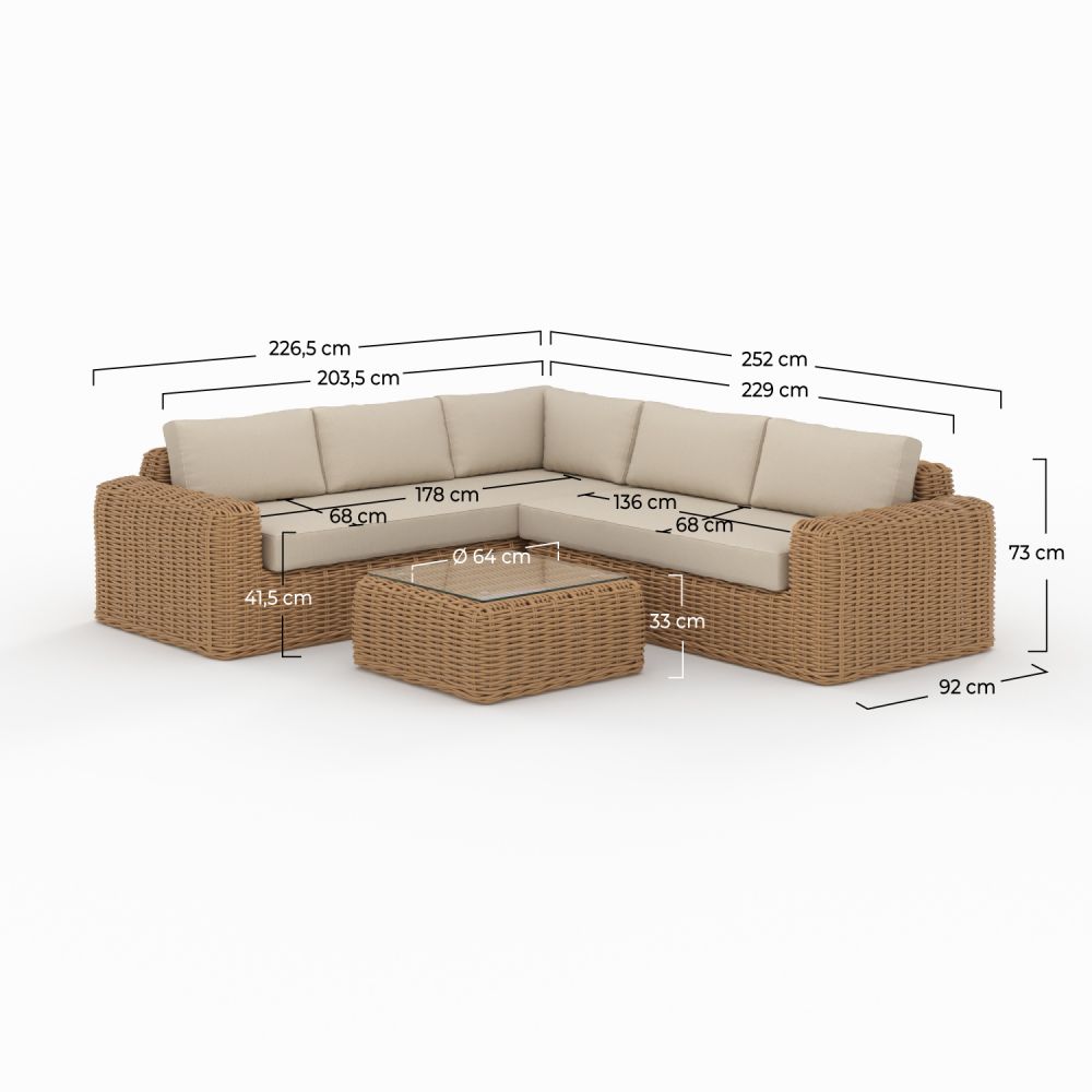salon de jardin savana en resine tressee et tissu beige 4 personnes