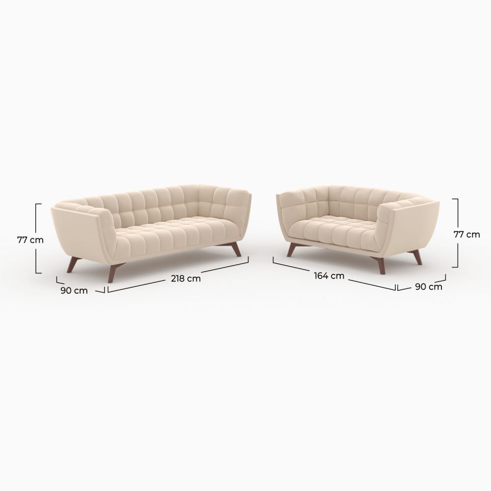 salon velours beige mona canape 5 places
