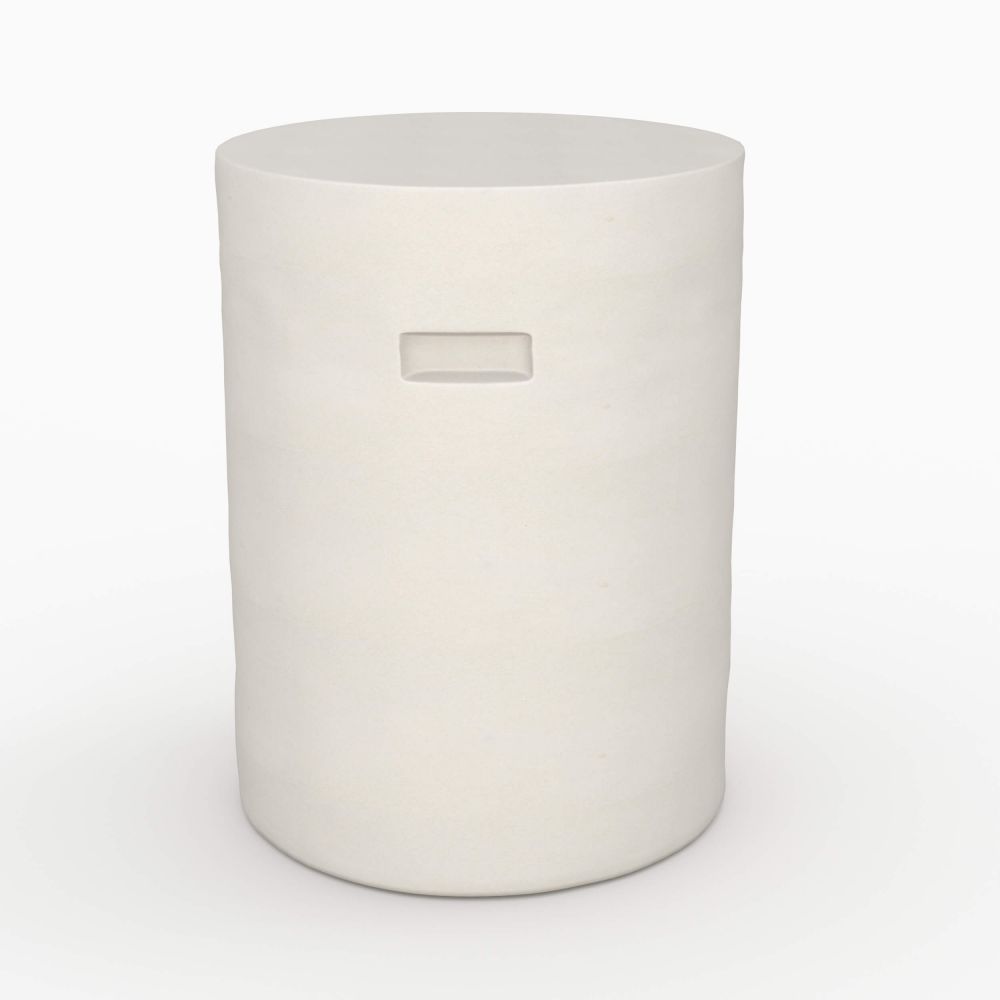 santorini table d appoint ronde en beton blanc cylindre