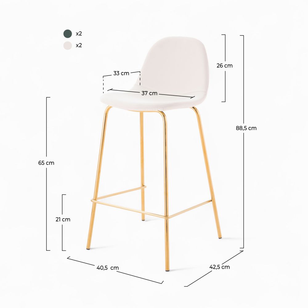 set 4 chaises hautes henrik blanc vert 65cm ilot