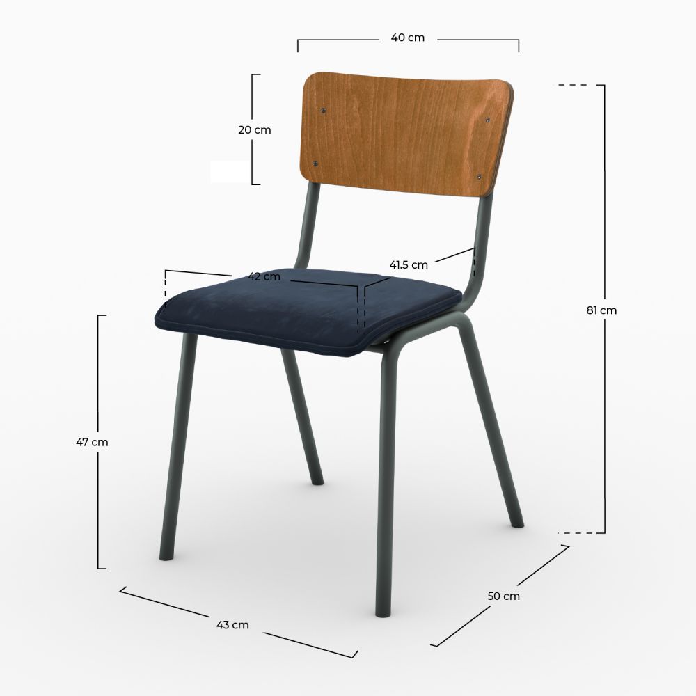 set de 2 chaises nico velours bleu rendez vous deco