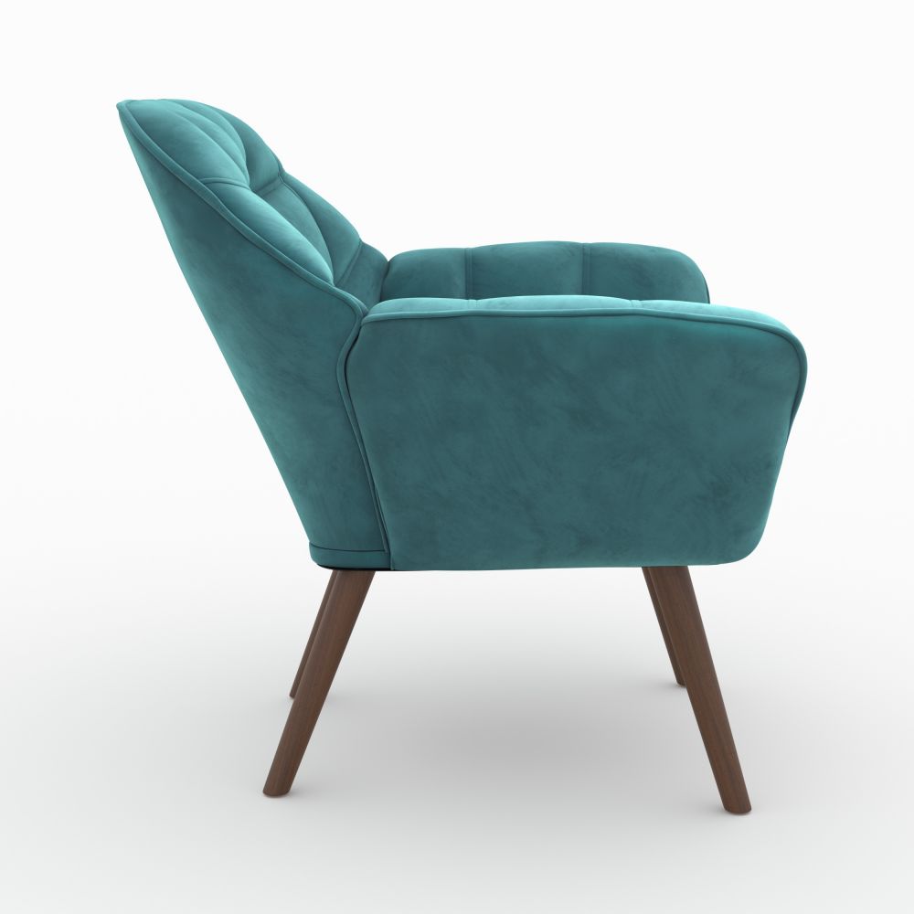 simba fauteuil en velours bleu canard