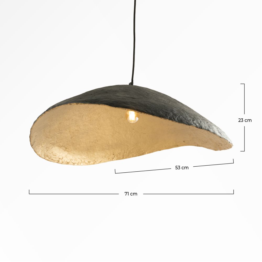 suspension en papier noir et dore d 71 cm milano