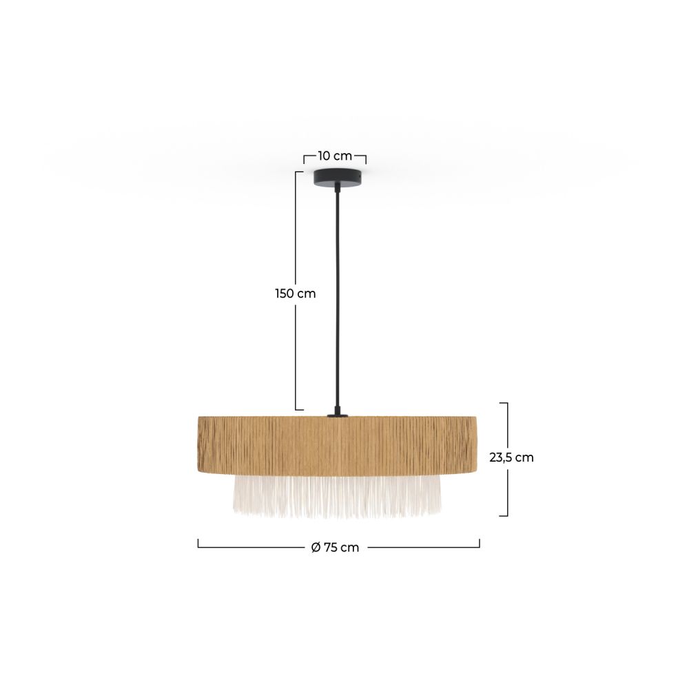 suspension solara en raphia blanc et beige 75 cm superposition