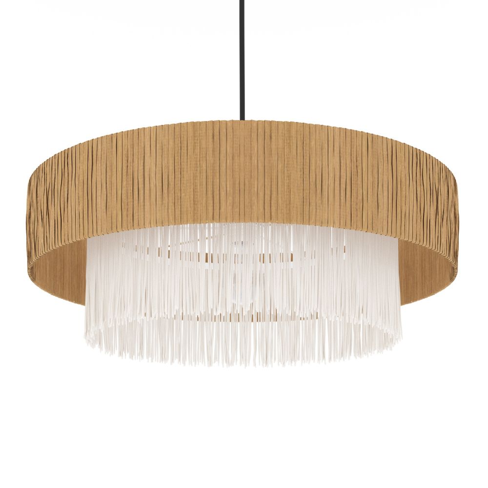 suspension solara en raphia blanc et beige 75 cm