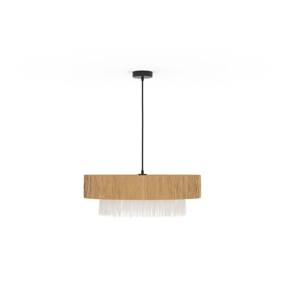 suspension solara raphia blanc et beige 75 cm